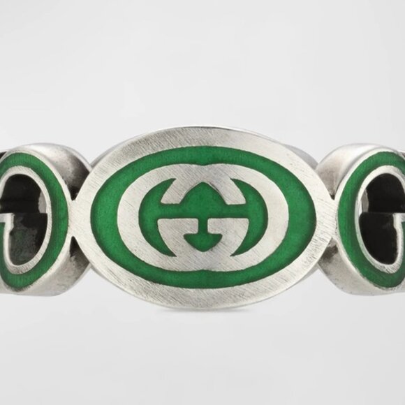New Gucci Interlocking G Enamel Band Ring- Unisex - Picture 3 of 3